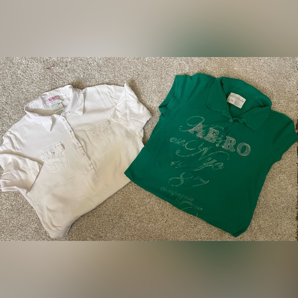 AEROPOSTALE SEQUINED SHIRT AND SUE WHO? ORIGINALS BLING WHITE SHIRT: BUNDLE